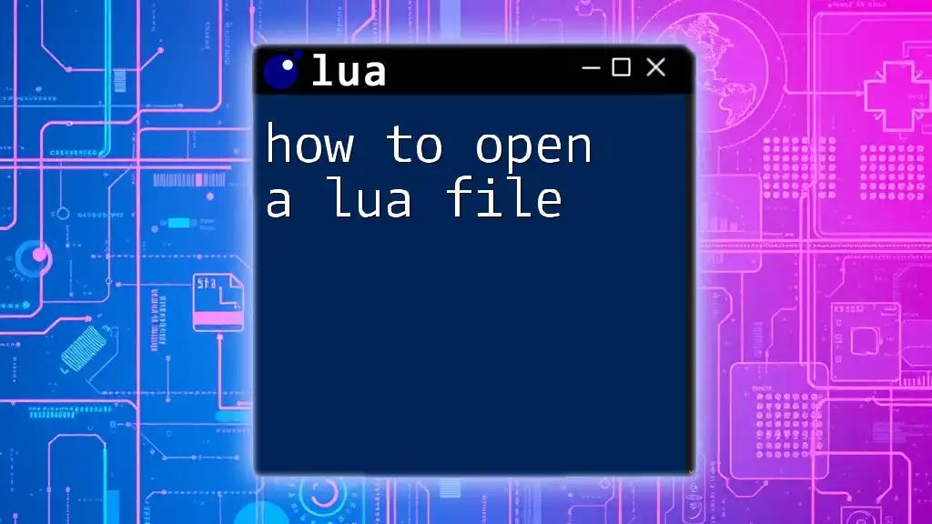 How to Open a Lua File: A Quick Guide