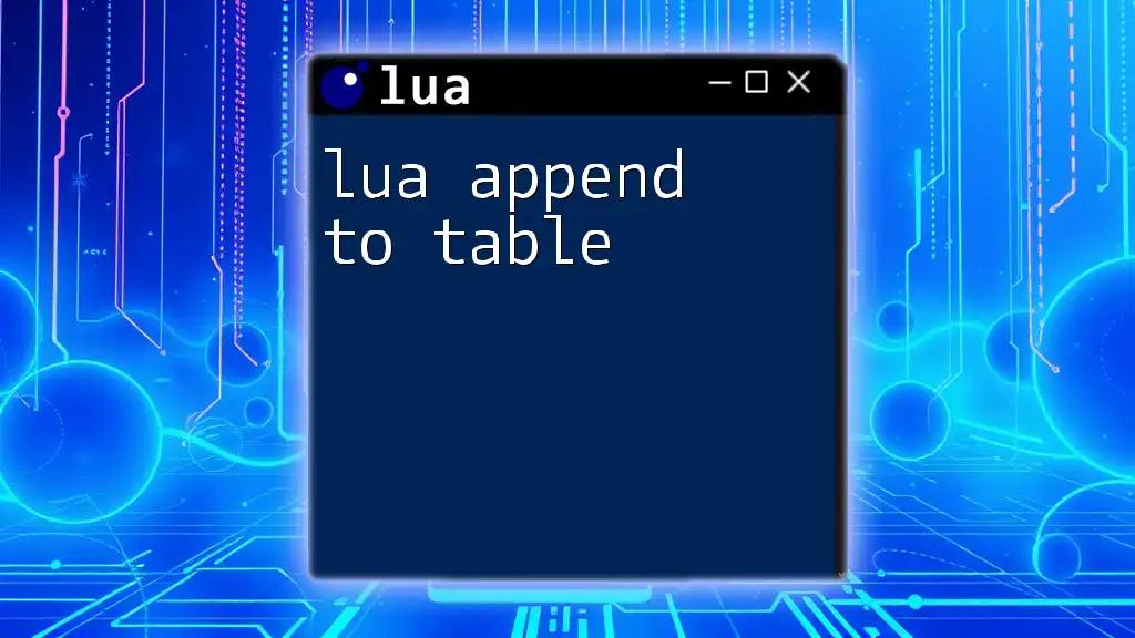 How to Lua Append to Table: A Quick Guide