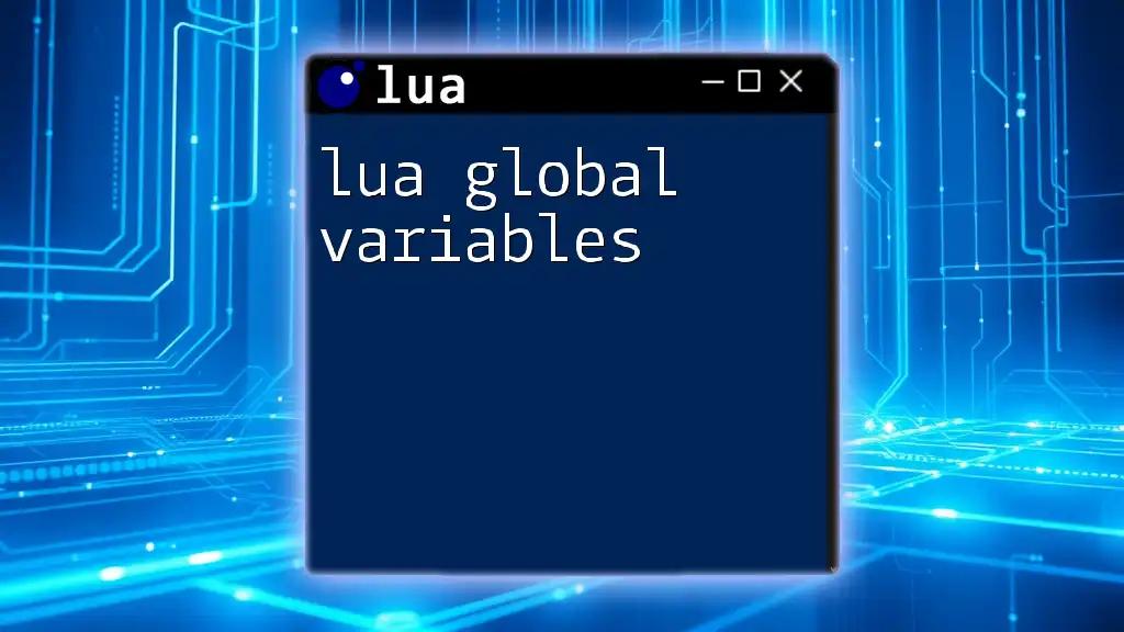 Mastering Lua Global Variables: A Quick Guide