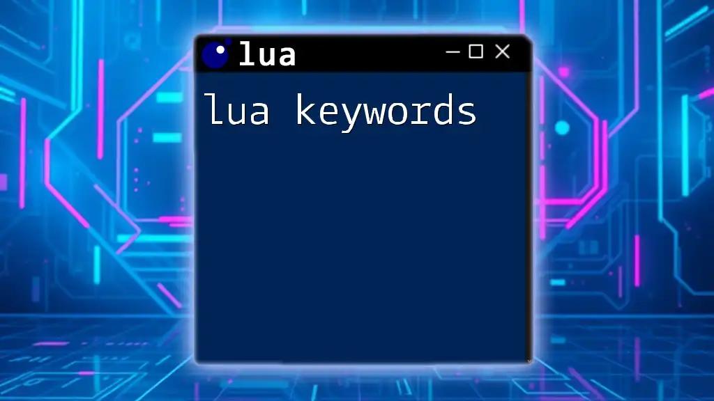 Essential Lua Keywords: Quick Guide to Mastering Commands