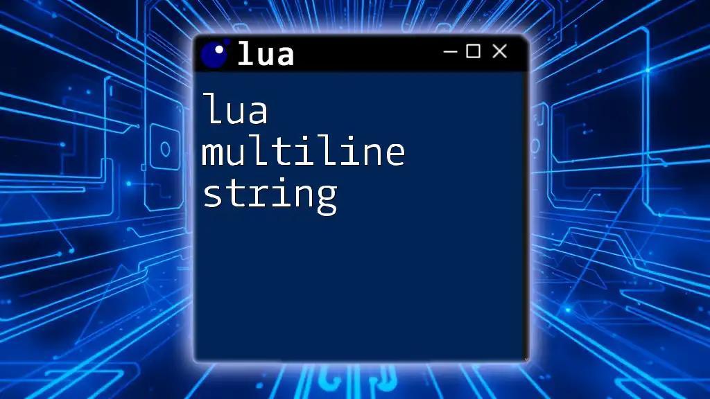 Mastering Lua Multiline String: A Quick Guide