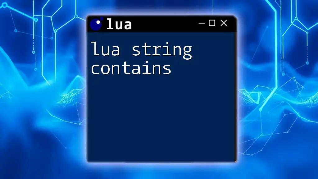 Mastering Lua String Contains: A Quick Guide