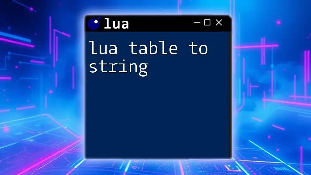 Lua Table to String: A Quick Guide for Beginners