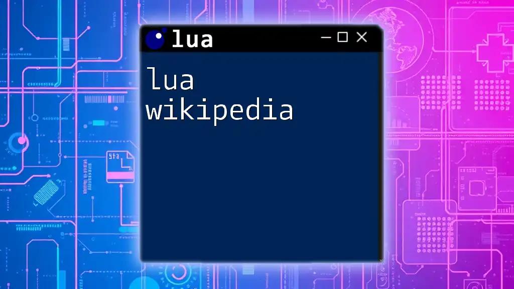 Unlocking Lua Wikipedia: Your Quick Reference Guide