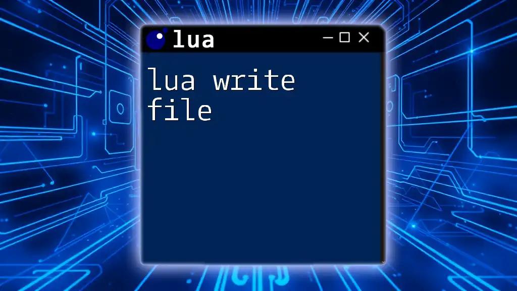 Mastering Lua Write File: A Quick Guide