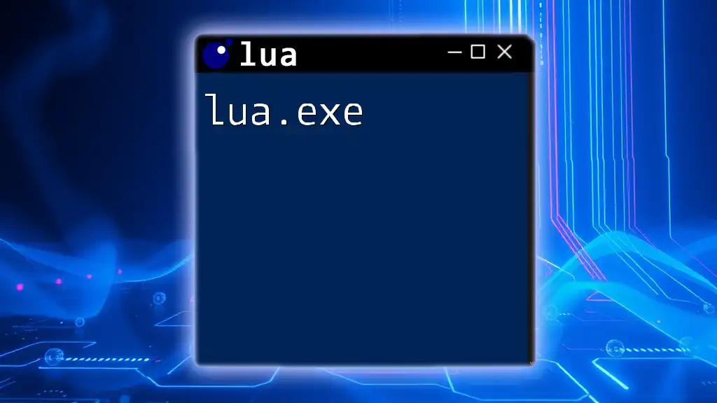 Mastering lua.exe: Your Quick Guide to Lua Commands