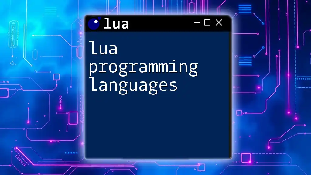 Mastering Lua Programming Languages: A Quick Guide