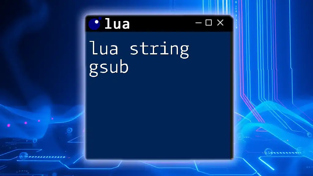 Mastering lua String gsub: A Quick Guide to Text Manipulation