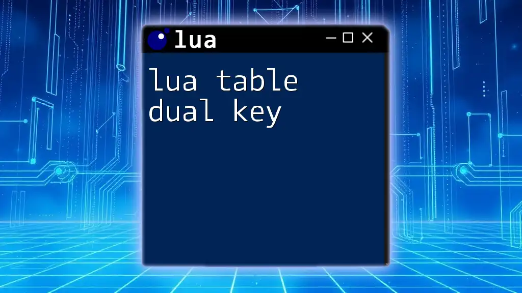 lua Table Dual Key: A Quick Guide to Mastery